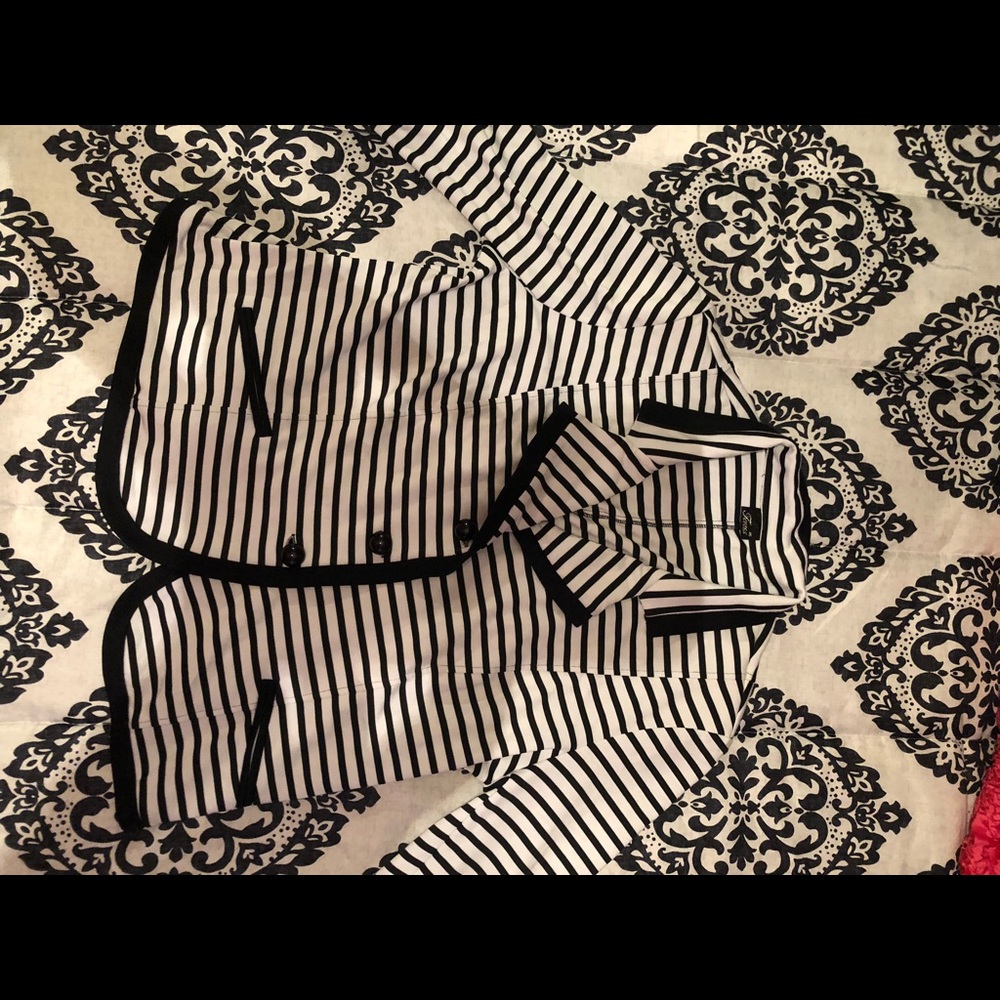 Black and white striped blazer